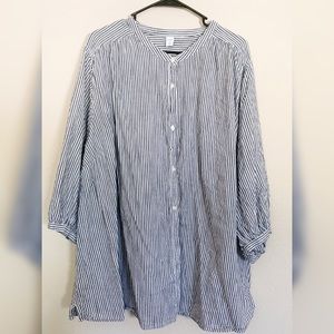 Striped Button Up Blouse w/ No Peek Buttons